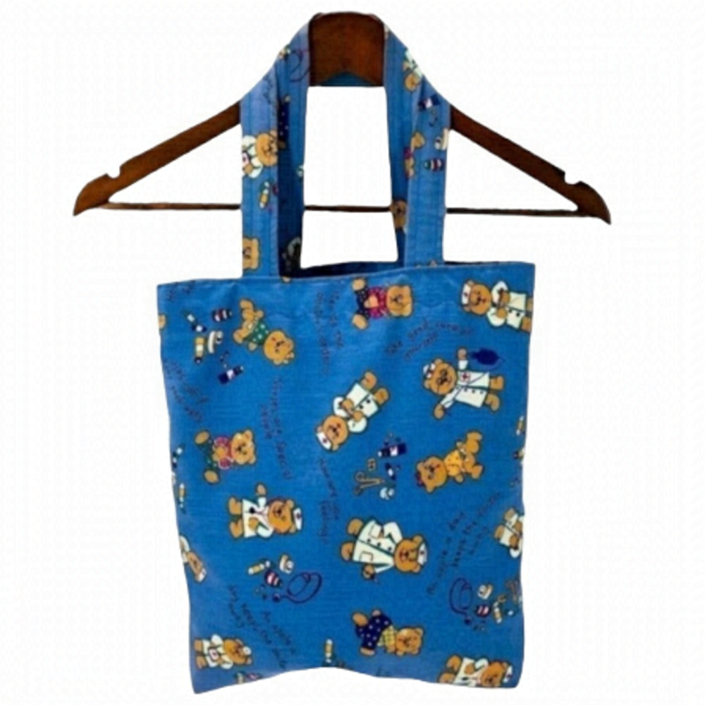 4/$45 HANDMADE Blue Teddy Bear Nurse Doctor Cloth Bag
